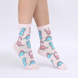 Casual Pink color Cute Animal Dinosaur Socks Harajuku Japan Kawaii Women Socks