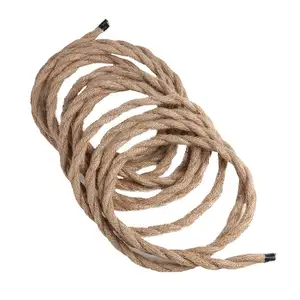 Hemp Rope Electrical Wire 18 AWG*2 Core Vintage Fabric Lighting Cable Linen Covered Copper Wire for DIY Industrial Pendant Lamp