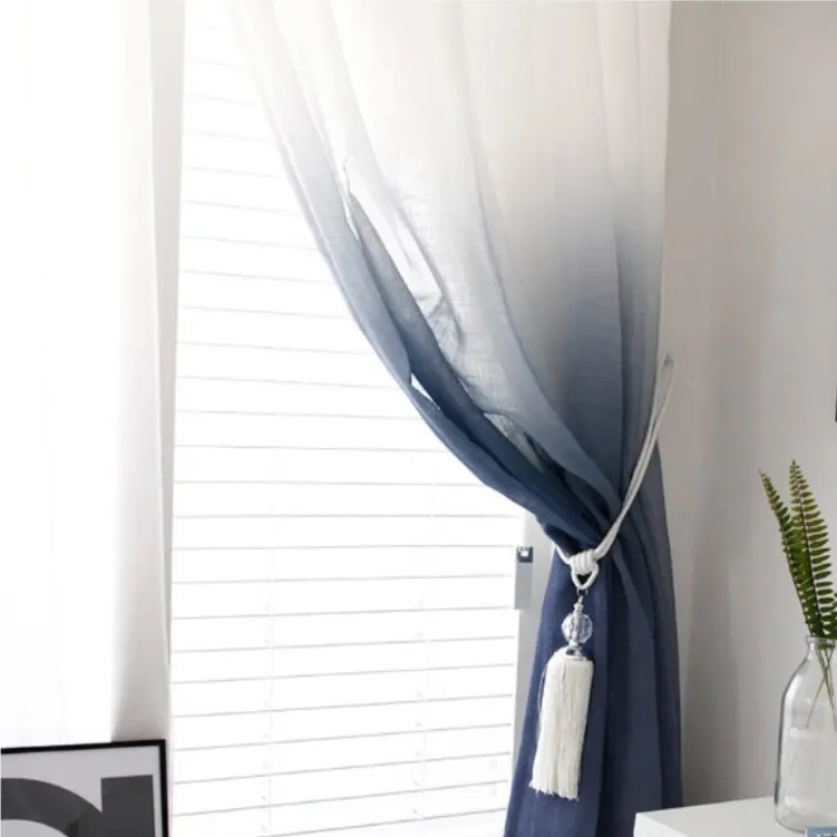 Cortinas transparentes de Color degradado, tela de lujo para habitación y dormitorio, 100% poliéster