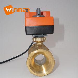 Van bi ba chiều điện, điều khiển bật/tắt, van bi đồng thau dùng cho điều hòa không khí trung tâm - Product Image 3