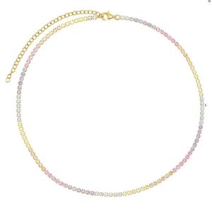 Delle donne di modo collare placcato <span class=keywords><strong>oro</strong></span> <span class=keywords><strong>sottile</strong></span> tennis catena pastello arcobaleno <span class=keywords><strong>collana</strong></span> del choker - Product Image 1