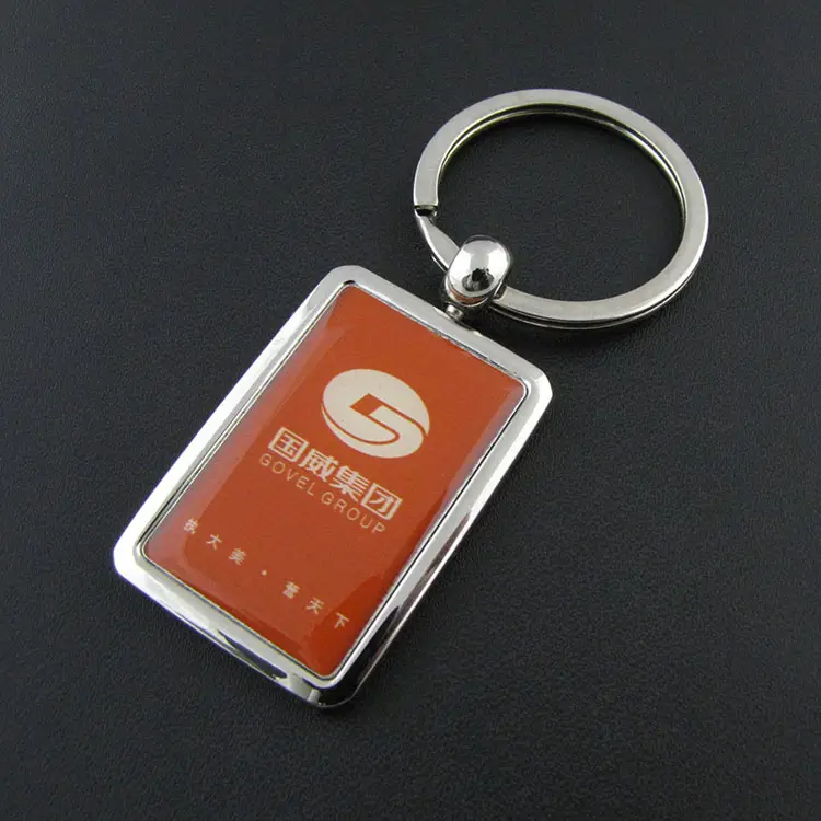 China Goods Wholesale Custom Metal Logo Epoxy Resin Domed Picture Blank Alloy Keychain Keyring