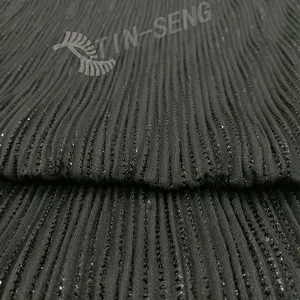 섞인 Fabric, 쉬머 Lurex Stripe 짠 Fabric, 구겨진 Black Metallic Stripe Fabric 대 한 Garment Manufacturer