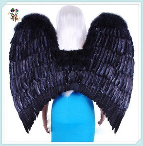 Costume da festa per adulti fatto a mano grandi <span class=keywords><strong>ali</strong></span> d'<span class=keywords><strong>angelo</strong></span> in piuma nera HPC-0856 - Product Image 2