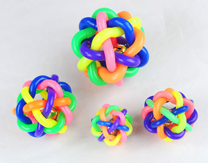 Plastic color rainbow dog chew toy with Bell cat dog toy - Product Image 5