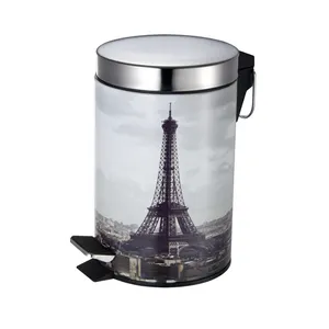 Indoor use Eiffel Tower pattern metal pedal waste bin for home decoration