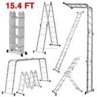 15.4ft Aluminium Vouwen Extension Ladder Met Veiligheid Vergrendeling Scharnieren 330lb Capaciteit