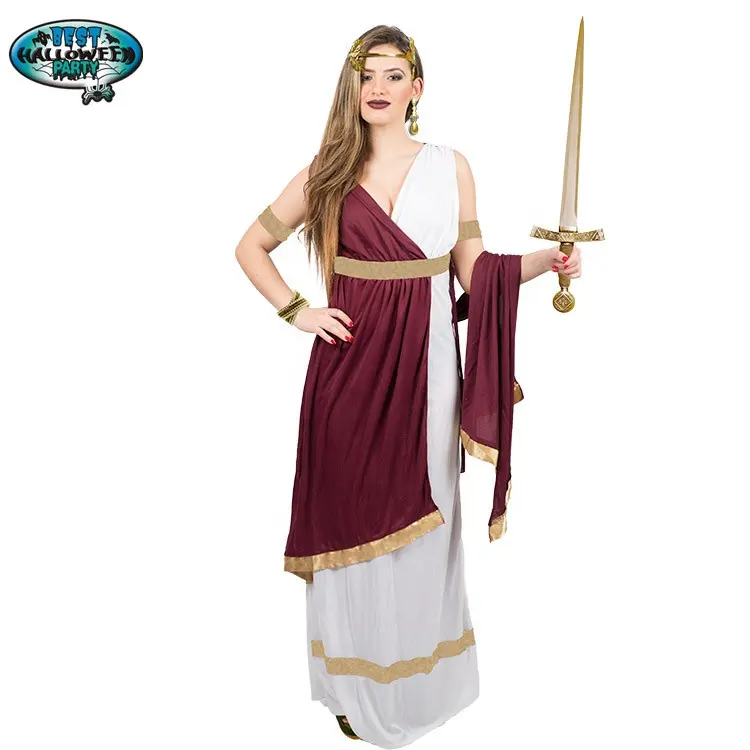 रोमन महारानी महिलाओं के हेलोवीन कॉस्टयूम रानी <span class=keywords><strong>देवी</strong></span> सीज़र Toga पोशाक यूनानी पोशाक