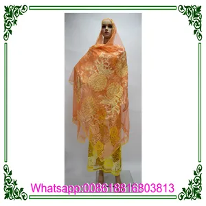 非洲围巾刺绣与石头丝绸围巾，尼日利亚妇女头饰