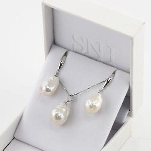 FEIRUN 11-12mm Baroque AA + Blanc 925 Argent Perle d'Eau Douce Ensemble de Bijoux - Product Image 6