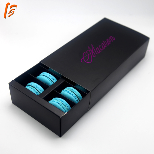 Customized Macaron Box Black Macaron Gift Box
