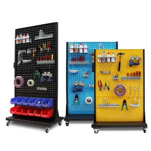 Customized Hot Selling Standing Pegboard Display Metal Display Stands Tool Display Stand With Wheels
