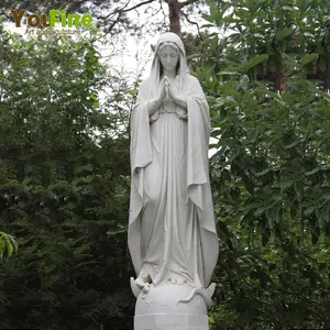 Bahçe hıristiyan doğal beyaz taş meryem heykelleri