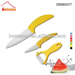 Nuevo y elegante industrial cuchillo de cerámica/de cerámica revestimiento de tpr cuchillo/color de cerámica cuchillo conjunto