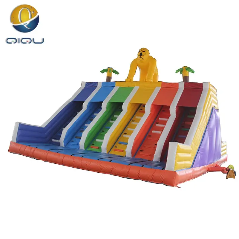 QIQU büyük şişme eğlence parkı için çocuklar için gökkuşağı silde sıçrama yuvarlak EN14960