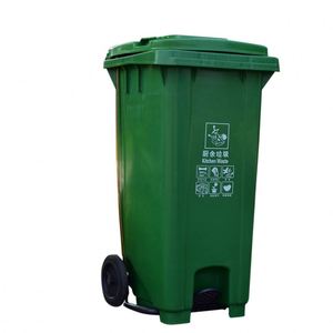 Poubelle extérieure écologique de 120L Grande poubelle de recyclage à roulettes en plastique avec couvercle et poubelle à pédale à vendre - Product Image 3
