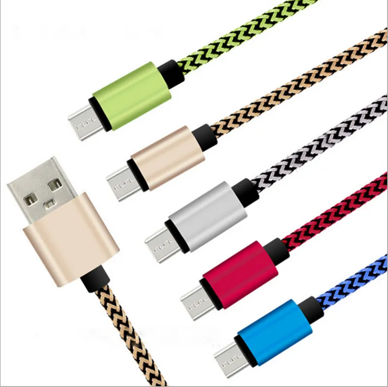 1M/3FT Braided Cable noodle Micro USB Cable Sync Nylon Woven V8 Charger cable for Samsung Galaxy S3 S4 I9500 HTC