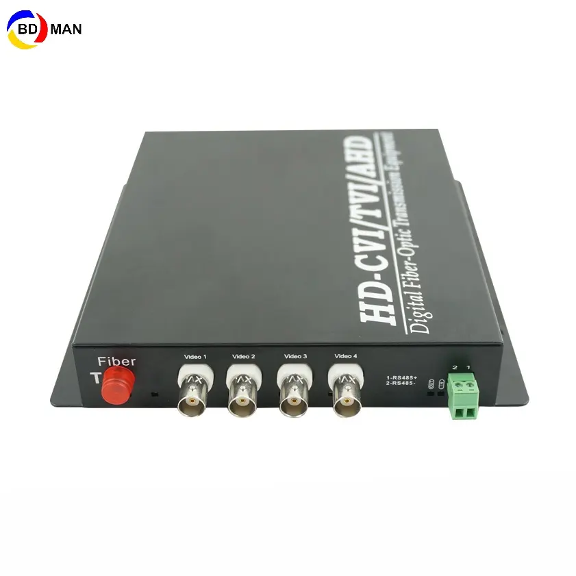 Digital Fiber Optic Transmission 4ch CCTV Video Converter With RS485 Data Fiber Video Converter