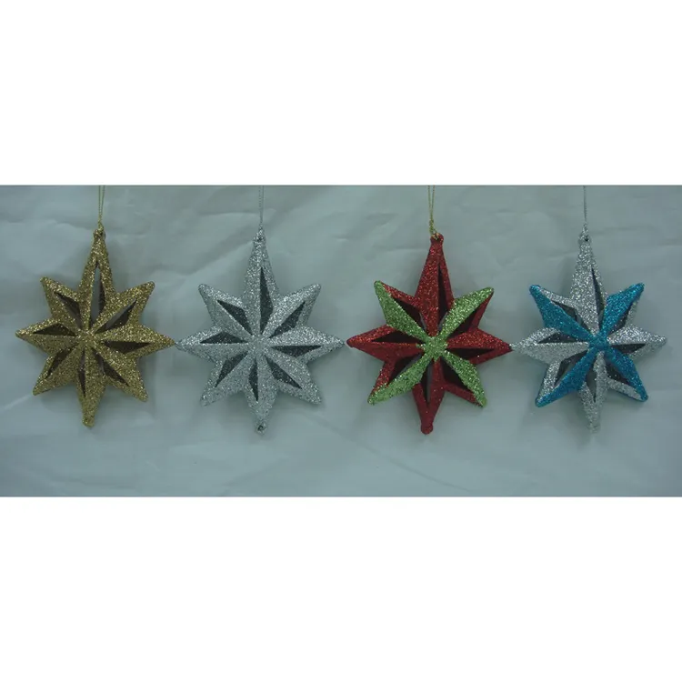 Handmade Artesanato de Plástico Pendurado Decoração De Natal Estrela Glitter Estrela