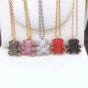 Xus 925 Sterling Sliver Teddy Bear regalo di san valentino <span class=keywords><strong>collana</strong></span> del pendente della bambola - Product Image 1