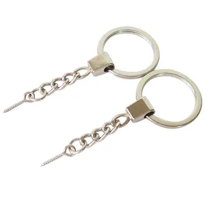 KRC09 Metalen Split Sleutelhanger Met Breiden Ketting En 15mm Schroef Eye Pin Voor Charm