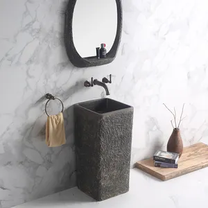 Artificial stone bathroom free standing basins floor mounted wash basin pedestal basin solid surface freestanding pedestal wash
