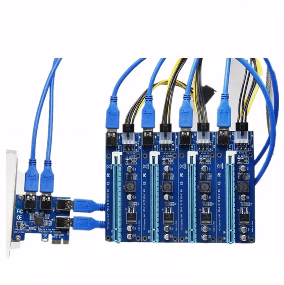 PCI 1 to 4 PCI E express 1X to 16X slots Riser Card Mini ITX 1X to external 2 3 4 PCI-E slot adapter PCIe Port Multiplier Card