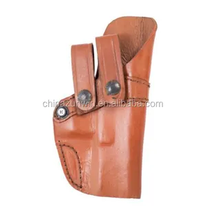 MOTORCYCLE HUNTERS BROWN LEATHER GUN HOLSTERS W/ 2 STRAPS MID SIDE, SMALL GUNS