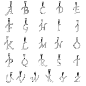도매 실버 골드 도금 2mm 두께 A-Z 알파벳 스테인레스 스틸 편지 펜던트 매력 - Product Image 2