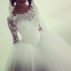 FA100 New Arrival Đẹp Ren Bóng Gown Wedding Dress 2022 Cộng Với Kích Thước Tùy Chỉnh-thực Hiện Vestido De Noiva Dài Tay Ren Lên Trở Lại