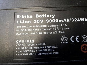 Paquete de batería de bicicleta eléctrica, al mejor precio y alto rendimiento, 36V, 9AH, 324Wh - Product Image 4