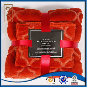 <span class=keywords><strong>Orange</strong></span> brûlé en <span class=keywords><strong>fausse</strong></span> <span class=keywords><strong>fourrure</strong></span> jeter pliable couverture en tricot motif polaire oreiller couverture - Product Image 1