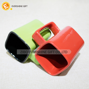 Bán buôn Cốc gốm sáng tạo độc đáo vuông gốm cốc cà phê với xử lý drinkware Cube Hình dạng cốc trà - Product Image 6