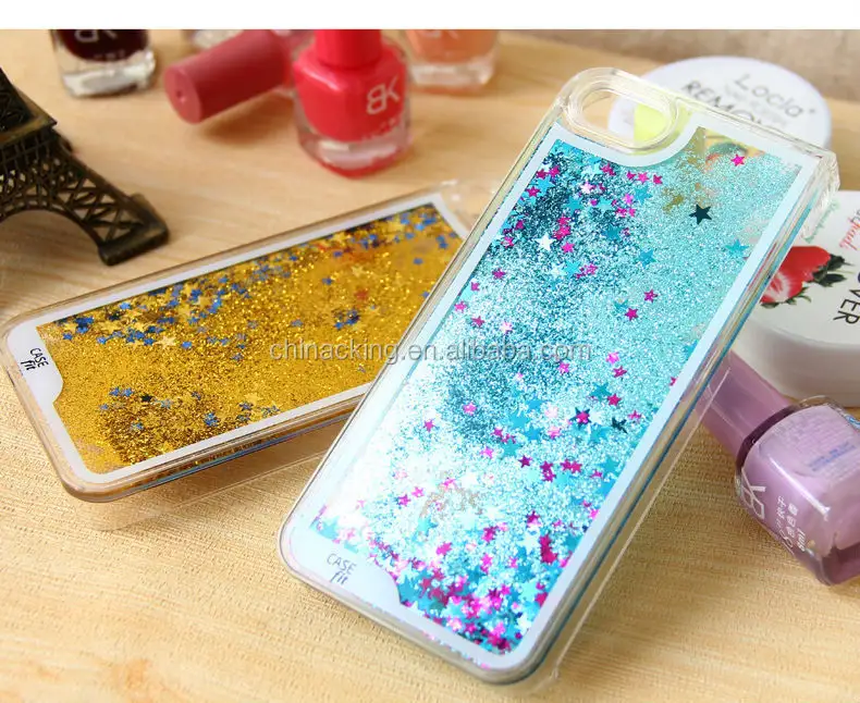 Glitter Stars Dynamischer Flüssiger Quicksand Harte Fallabdeckung Für iPhone 7 iPhone 6 6 S Zurück Abdeckung Transparent Klar Phone fall