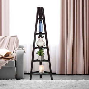 A buon mercato di altezza in legno massello di rovere 5-Shelf scaletta angolo libreria - Product Image 3