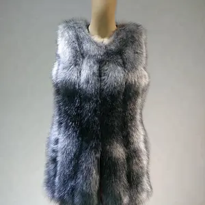 Popular O-neck knitted fox mink rabbit fur women's vest