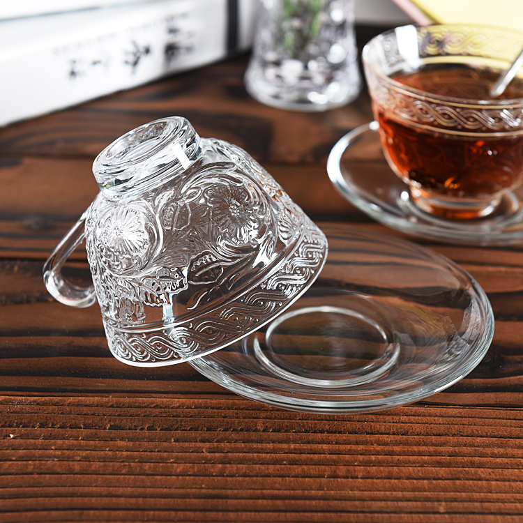 Wholesale Custom China glass tea cup and saucer set