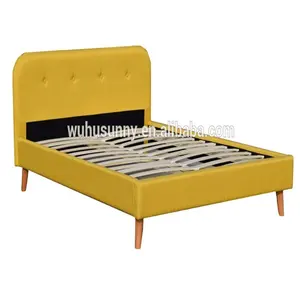 Jaune simple élégant lit en tissu pour meubles de chambre à coucher