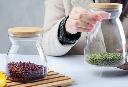 Borosilicate Kitchen Storage Glass Jar Tea Nut Container With Lid Storage Food