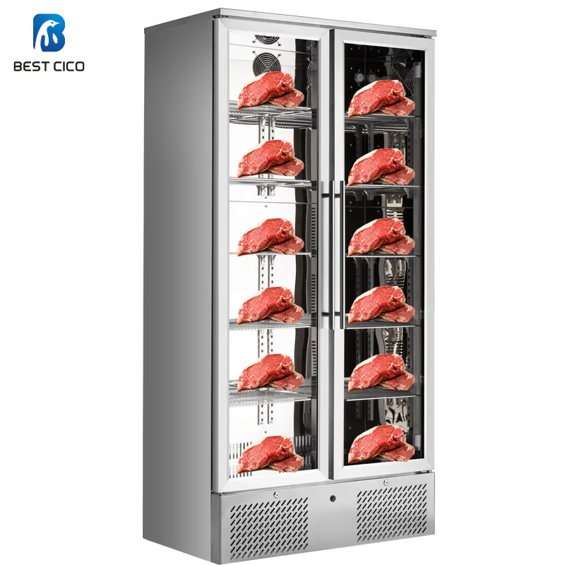 Ce Stainless Steel Kitchen Cabinet Accessories Glass Door Refrigerator Price in China Display Cooler Open Case Produce Fridge