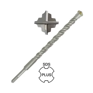 Carbide Cross Tip 4 Cutters S4 Flute SDS-Plus SDS Plus Hammer Drill Bit for Concrete Block Brick Wall Drilling