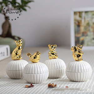 Wholesale <strong>Round</strong> Gold Silkworm Trinket <strong>Box</strong> Ceramic Jewelry <strong>Box</strong> - Product Image 5