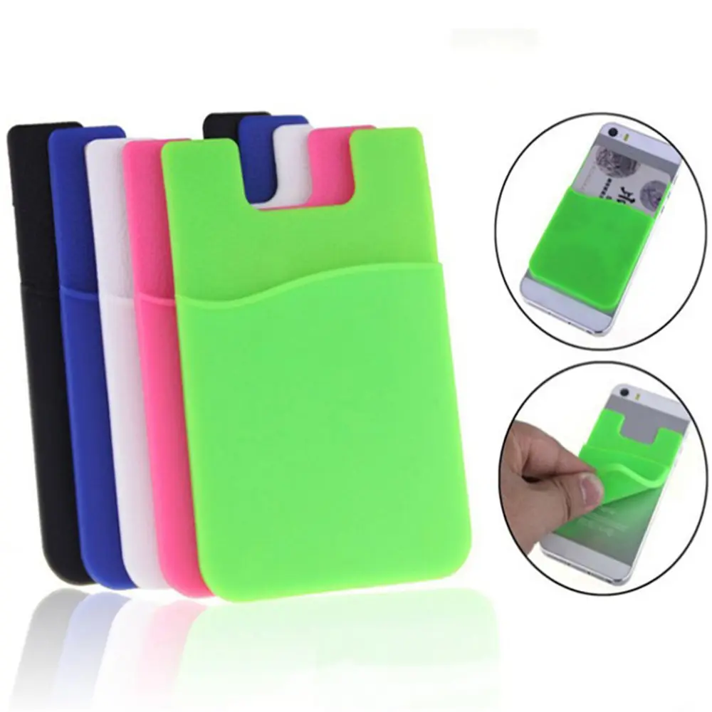 Cell Phone Credit Card Holder Silicone ID Card Holder Sticker Pouch For Mobile Phone