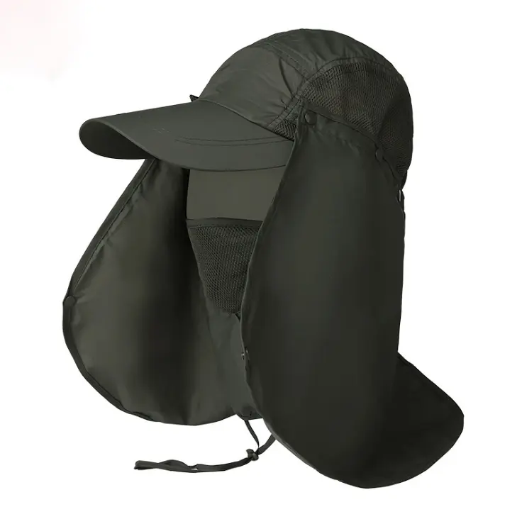 Outdoor Summer Quick-Dry Breathable Man Fishing Balaclava Removable Neck Cover Face Mask Bucket Cap Uv Protection Sun Shade Hat