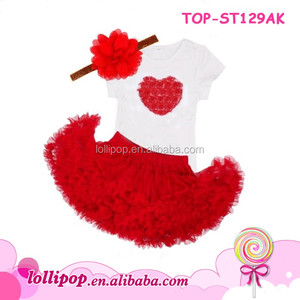 <span class=keywords><strong>Tutu</strong></span> Delle Ragazze 1st Birthday Outfit Bambina Pettiskirt Top Puntini Rossi Mocked Cuore Extra Soffici Pettiskirt Danza Outfit P - Product Image 3
