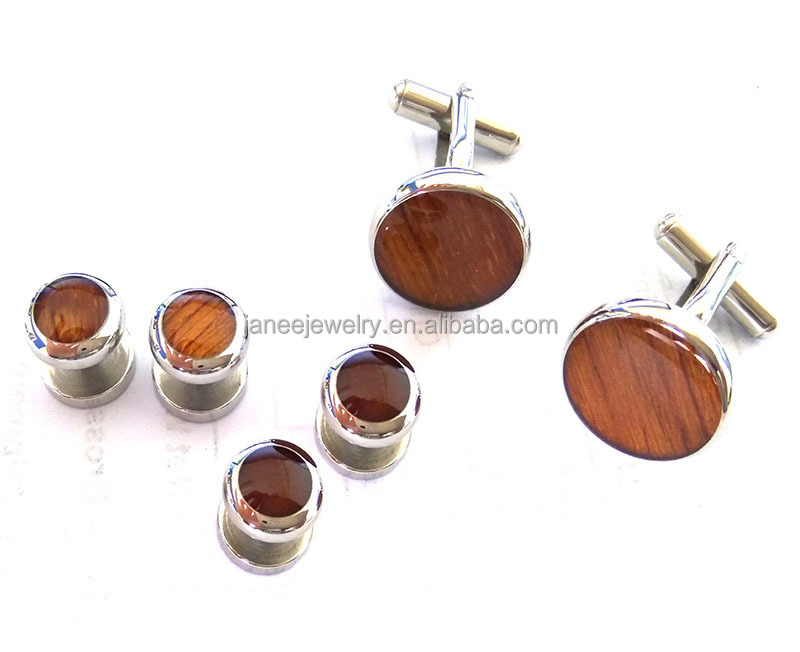 Заказные деревянные Запонки Koa с инкрустацией из нержавеющей стали круглая форма деревянные Запонки Набор гвоздиков Мужские аксессуары