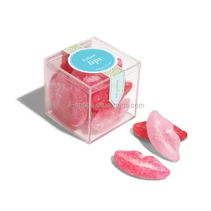 Caja acrílica de dulces de chocolate, Cubo de azúcar de plexiglás, contenedor de alimentos acrílicos de cristal con tapa
