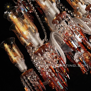 Charleston Series High Quality K9 Crystal Hanging Chandelier Hotels Villa Decorative Indoor Baccarats Drop Light With LED Bulbs - Product Image 5