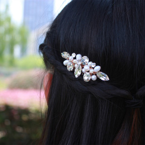 Semplice perla <span class=keywords><strong>d</strong></span>'acqua dolce dei capelli della sposa accessori di strass copricapo da sposa in <span class=keywords><strong>oro</strong></span> dei capelli del metallo pettini - Product Image 6