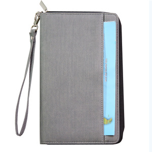 Voyages d'affaires Portefeuille Porte-<span class=keywords><strong>Passeport</strong></span> Portefeuille PU ou Tissu Zipperd Dossier Étui Portefeuille de Banque de Puissance avec Support de Câble - Product Image 2